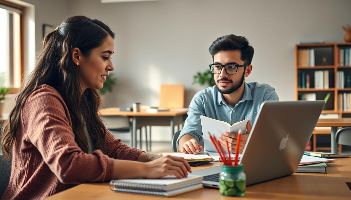 Student using learning strategies while studying